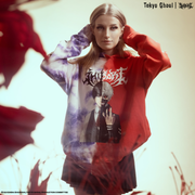 TOKYO GHOUL x SHIBORI KANEKI SPLIT DYE RED/PURPLE HOODIE